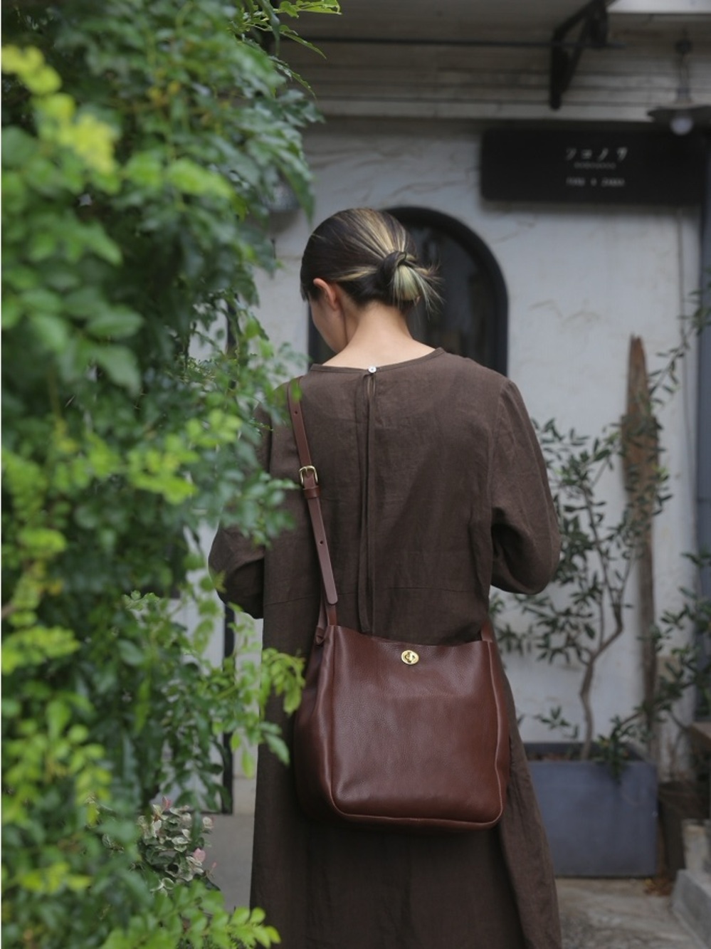 Mimi Berry London Morzine Pebbled Plum Leather bag purse medium